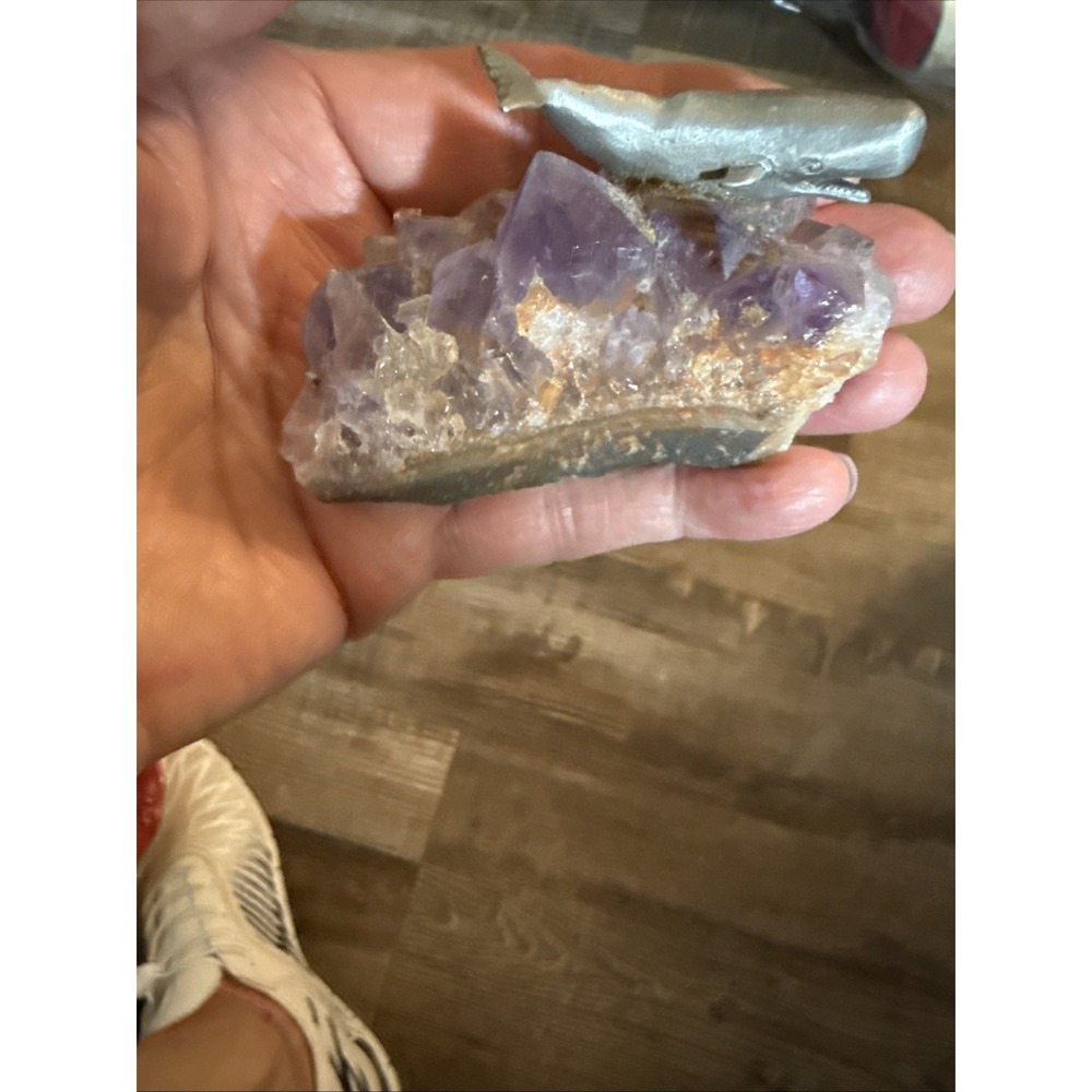 Vintage Pewter Whale On Amethyst Cluster